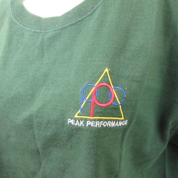 Fruit of the Loom T-Shirt Large Green Peak Performance Embroidered 100% Cotton - Picture 3 of 9